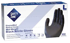 DISPOSABLE GLOVES, SAFETY ZONE, NITRILE, POWDER-FREE, BLACK, L, 100 GLOVES/CT THUMBNAIL